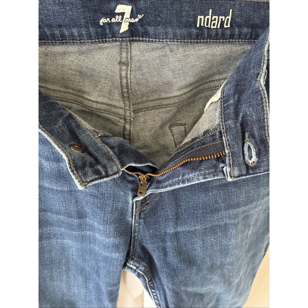 7 For All Mankind Standard Jeans Mens 34 Blue Straight Leg Zip Fly Seven Stretch - Picture 8 of 8